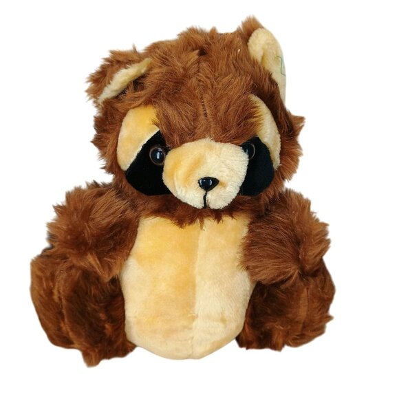 Stuffed Raccoon Plush Toy - 12" Brown &‎ Tan Soft Cuddly Animal Acme Premium 80s - Picture 1 of 5